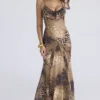 Sacha Leopard Print Georgette Panelled Maxi Dress – Limited Edition