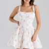 Sade Rose Print Stretch Cotton Mini Dress Sade Rose Print Stretch Cotton Mini Dress
