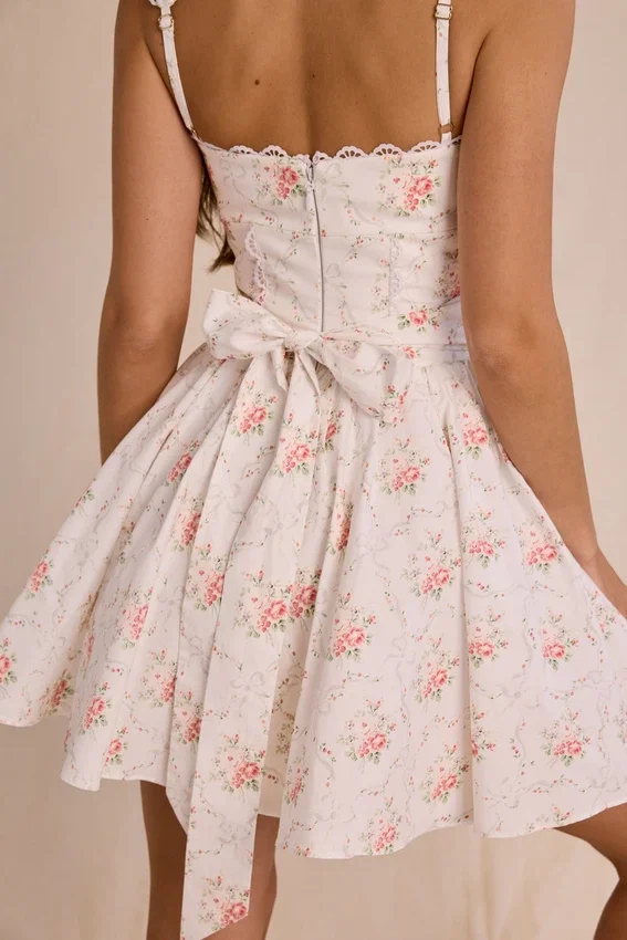 Sade Rose Print Stretch Cotton Mini Dress Sade Rose Print Stretch Cotton Mini Dress