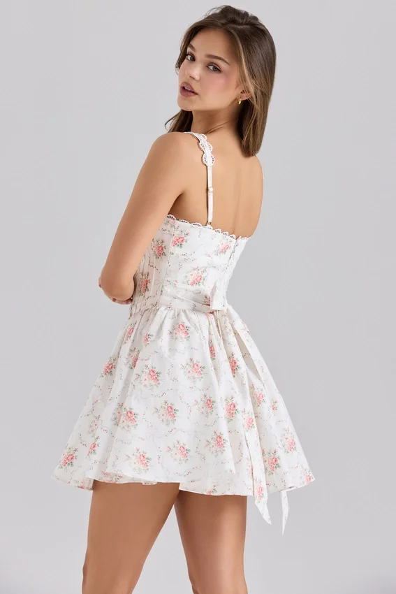 Sade Rose Print Stretch Cotton Mini Dress Sade Rose Print Stretch Cotton Mini Dress