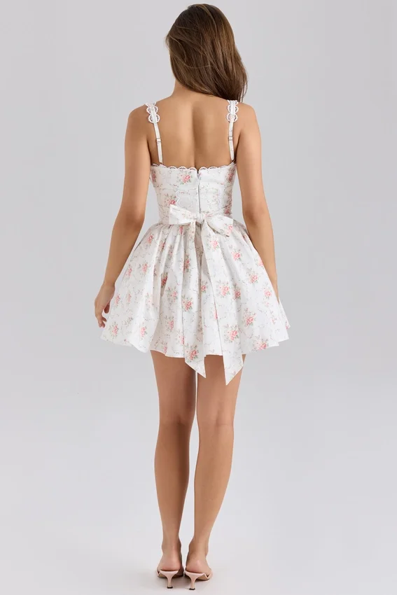 Sade Rose Print Stretch Cotton Mini Dress Sade Rose Print Stretch Cotton Mini Dress