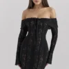 Sadie Black Floral Lace Off Shoulder Mini Dress Sadie Black Floral Lace Off Shoulder Mini Dress