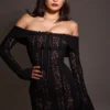 Sadie Black Floral Lace Off Shoulder Mini Dress Sadie Black Floral Lace Off Shoulder Mini Dress