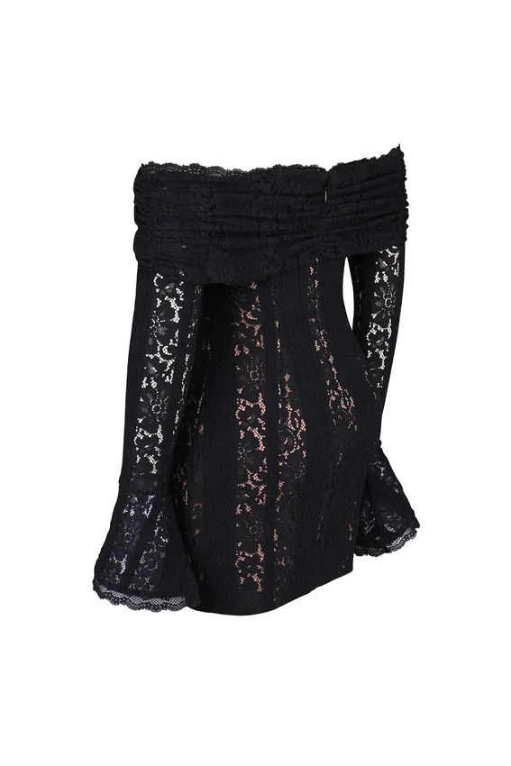 Sadie Black Floral Lace Off Shoulder Mini Dress Sadie Black Floral Lace Off Shoulder Mini Dress