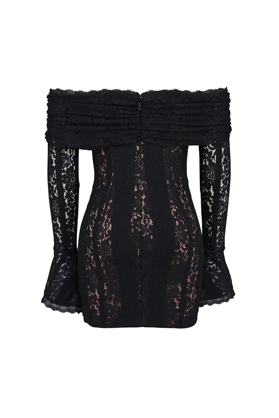Sadie Black Floral Lace Off Shoulder Mini Dress Sadie Black Floral Lace Off Shoulder Mini Dress