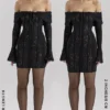 Sadie Black Floral Lace Off Shoulder Mini Dress Sadie Black Floral Lace Off Shoulder Mini Dress