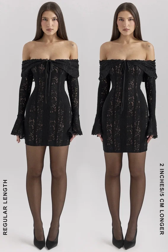 Sadie Black Floral Lace Off Shoulder Mini Dress Sadie Black Floral Lace Off Shoulder Mini Dress