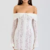 Sadie Vintage Cream Floral Lace Off Shoulder Mini Dress Sadie Vintage Cream Floral Lace Off Shoulder Mini Dress