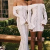 Sadie Vintage Cream Floral Lace Off Shoulder Mini Dress Sadie Vintage Cream Floral Lace Off Shoulder Mini Dress