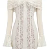 Sadie Vintage Cream Floral Lace Off Shoulder Mini Dress Sadie Vintage Cream Floral Lace Off Shoulder Mini Dress
