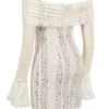 Sadie Vintage Cream Floral Lace Off Shoulder Mini Dress Sadie Vintage Cream Floral Lace Off Shoulder Mini Dress
