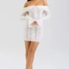 Sadie Vintage Cream Floral Lace Off Shoulder Mini Dress Sadie Vintage Cream Floral Lace Off Shoulder Mini Dress