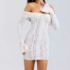 Sadie Vintage Cream Floral Lace Off Shoulder Mini Dress Sadie Vintage Cream Floral Lace Off Shoulder Mini Dress