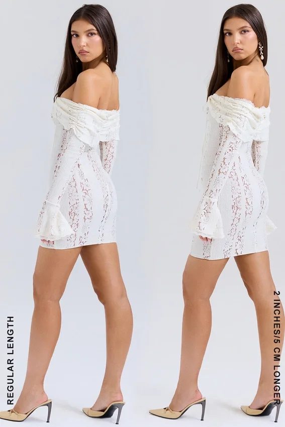 Sadie Vintage Cream Floral Lace Off Shoulder Mini Dress Sadie Vintage Cream Floral Lace Off Shoulder Mini Dress