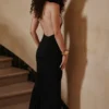 Sadira Black Backless Silhouette Maxi Dress – Limited Edition