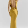 Safaira Amber Satin Draped Cowl Neck Maxi Dress Safaira Amber Satin Draped Cowl Neck Maxi Dress