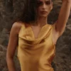 Safaira Amber Satin Draped Cowl Neck Maxi Dress Safaira Amber Satin Draped Cowl Neck Maxi Dress