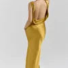 Safaira Amber Satin Draped Cowl Neck Maxi Dress Safaira Amber Satin Draped Cowl Neck Maxi Dress