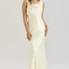 Safaira Buttermilk Satin Draped Cowl Neck Maxi Dress Safaira Buttermilk Satin Draped Cowl Neck Maxi Dress