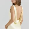 Safaira Buttermilk Satin Draped Cowl Neck Maxi Dress Safaira Buttermilk Satin Draped Cowl Neck Maxi Dress