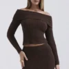 Saffron Chocolate Soft Boucle Knit Top Saffron Chocolate Soft Boucle Knit Top