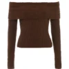 Saffron Chocolate Soft Boucle Knit Top Saffron Chocolate Soft Boucle Knit Top