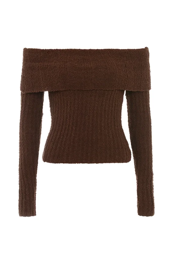Saffron Chocolate Soft Boucle Knit Top Saffron Chocolate Soft Boucle Knit Top