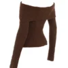 Saffron Chocolate Soft Boucle Knit Top Saffron Chocolate Soft Boucle Knit Top