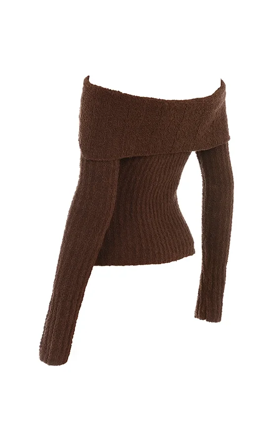 Saffron Chocolate Soft Boucle Knit Top Saffron Chocolate Soft Boucle Knit Top