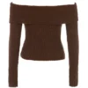 Saffron Chocolate Soft Boucle Knit Top Saffron Chocolate Soft Boucle Knit Top