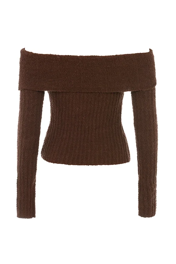 Saffron Chocolate Soft Boucle Knit Top Saffron Chocolate Soft Boucle Knit Top