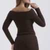 Saffron Chocolate Soft Boucle Knit Top Saffron Chocolate Soft Boucle Knit Top