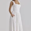 Safira White Floral Broderie Anglaise Cotton Midi Dress Safira White Floral Broderie Anglaise Cotton Midi Dress