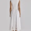 Safira White Floral Broderie Anglaise Cotton Midi Dress Safira White Floral Broderie Anglaise Cotton Midi Dress