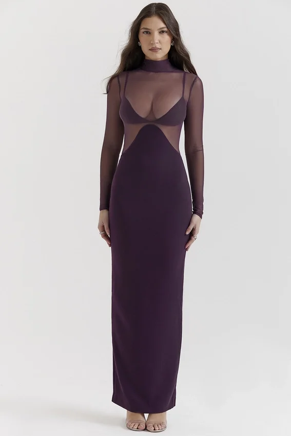 Safiya Black Grape Maxi Dress Safiya Black Grape Maxi Dress