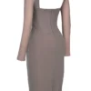Safran Mocha Corset Midi Dress Safran Mocha Corset Midi Dress