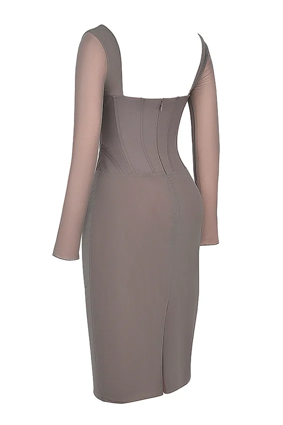 Safran Mocha Corset Midi Dress Safran Mocha Corset Midi Dress