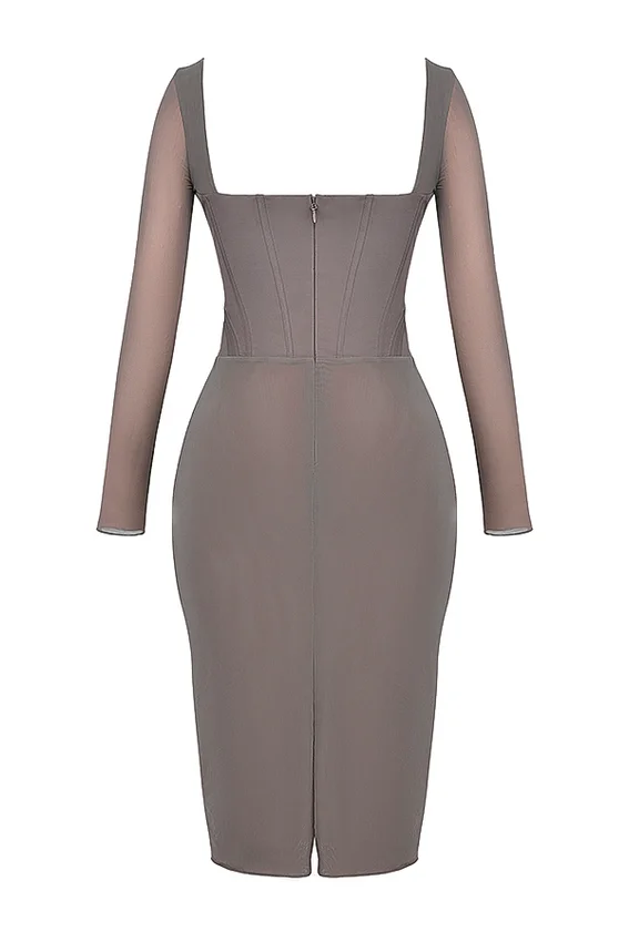 Safran Mocha Corset Midi Dress Safran Mocha Corset Midi Dress