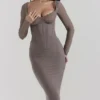 Safran Mocha Corset Midi Dress Safran Mocha Corset Midi Dress