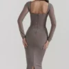Safran Mocha Corset Midi Dress Safran Mocha Corset Midi Dress