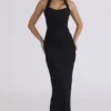 Sahar Black Scuplting Halter Neck Maxi Dress Sahar Black Scuplting Halter Neck Maxi Dress