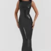 Sahara Black Vegan Leather Maxi Dress Sahara Black Vegan Leather Maxi Dress