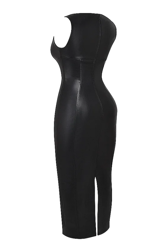 Sahara Black Vegan Leather Maxi Dress Sahara Black Vegan Leather Maxi Dress