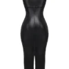 Sahara Black Vegan Leather Maxi Dress Sahara Black Vegan Leather Maxi Dress