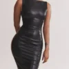 Sahara Black Vegan Leather Maxi Dress Sahara Black Vegan Leather Maxi Dress