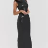 Sahara Black Vegan Leather Maxi Dress Sahara Black Vegan Leather Maxi Dress