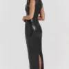 Sahara Black Vegan Leather Maxi Dress Sahara Black Vegan Leather Maxi Dress