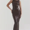 Sahara Cocoa Vegan Leather Maxi Dress Sahara Cocoa Vegan Leather Maxi Dress