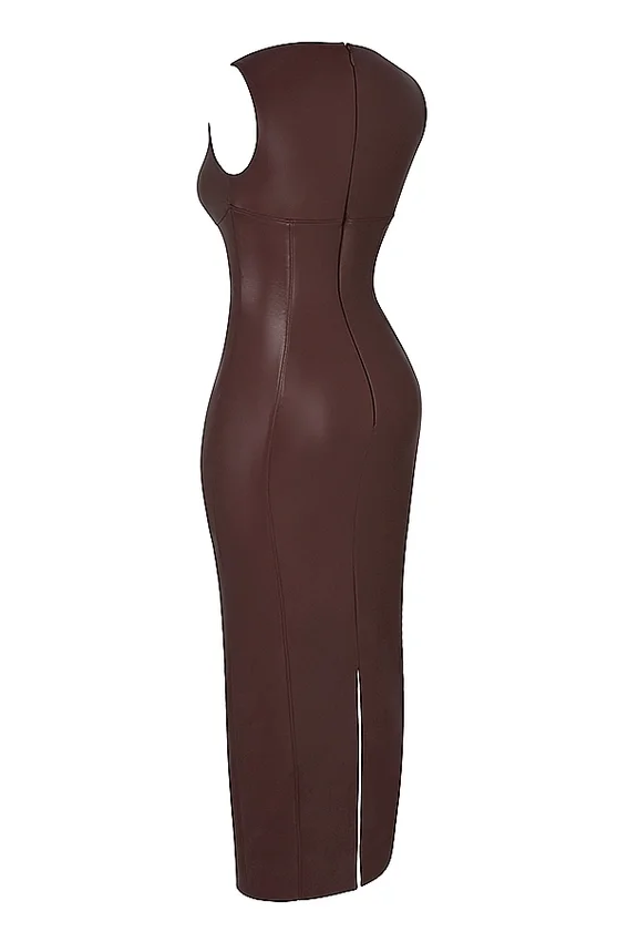 Sahara Cocoa Vegan Leather Maxi Dress Sahara Cocoa Vegan Leather Maxi Dress
