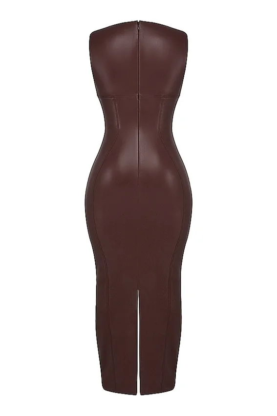 Sahara Cocoa Vegan Leather Maxi Dress Sahara Cocoa Vegan Leather Maxi Dress
